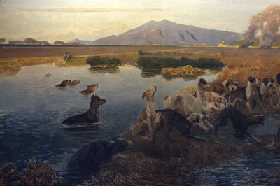 The Boar Hunt in the Marsh of Burano (detail 2) by Eugenio Cecconi